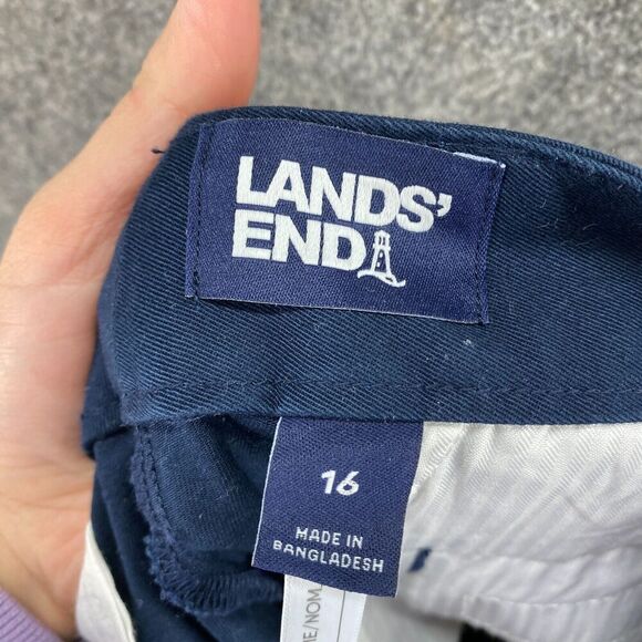 Lands' End Pants Women 16 Plus Blue High Rise Chino Flat Front Skinny Cotton - Picture 8 of 11